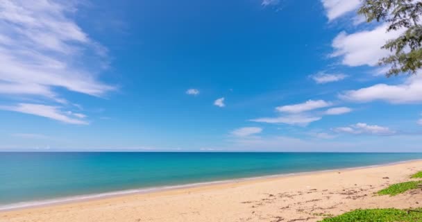Timelapse Nature Landscape Beach Sea Clouds Moving Blue Sky Good — Stock Video