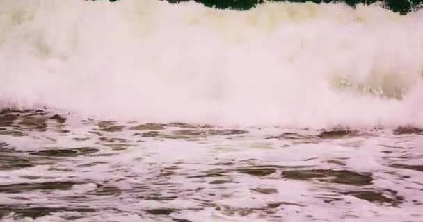 Amazing Waves Crashing Sandy Shore Beach Sea Background Nature Waves — Stock Video