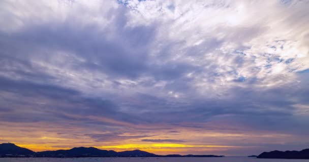 Zaman Çizelgesi Günbatımı Gökyüzü Doğa Güzel Işık Günbatımı Deniz Üzerinde — Stok video