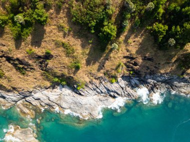 Tropikal deniz manzarası mavi gökyüzü beyaz bulutlar arka plan, yaz denizi manzarası arka plan