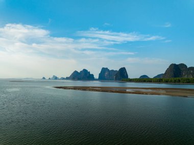 Aerial view mountains limestone in Phang Nga Thailand