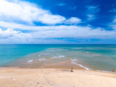 Beautiful beach sea in summer season,Travel and nature environment concept,Sea beach background Top view image from drone
