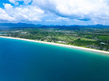 Beautiful beach sea in summer season,Travel and nature environment concept,Sea beach background Top view image from drone