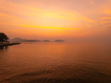 Sunset or sunrise light over sea,Amazing landscape colorful sky background