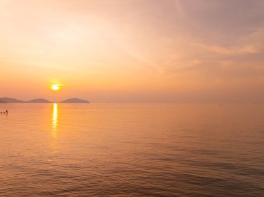 Sunset or sunrise light over sea,Amazing landscape colorful sky background