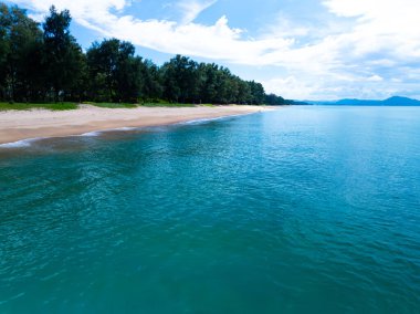 Beautiful beach sea in summer season,Travel and nature environment concept,Sea beach background Top view image from drone