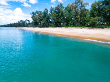 Beautiful beach sea in summer season,Travel and nature environment concept,Sea beach background Top view image from drone