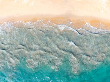 Beautiful beach sea in summer season,Travel and nature environment concept,Sea beach background Top view image from drone