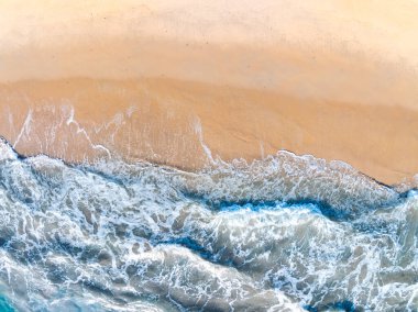Beautiful beach sea in summer season,Travel and nature environment concept,Sea beach background Top view image from drone