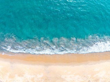 Beautiful beach sea in summer season,Travel and nature environment concept,Sea beach background Top view image from drone