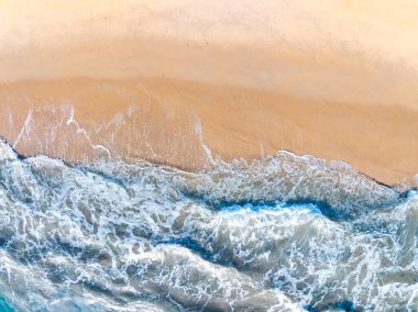 Beautiful beach sea in summer season,Travel and nature environment concept,Sea beach background Top view image from drone