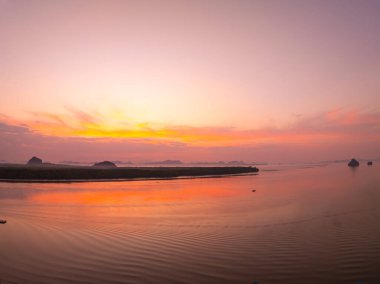 Sunset or sunrise light over sea,Amazing landscape colorful sky background