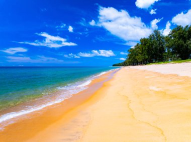 Muhteşem Top View deniz manzarası arka planı, kumlu deniz manzarası arka planına çarpan yaz dalgaları, yüksek açılı okyanus doğası