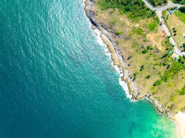 Güzel Phuket Adası Tayland, Seyahat ve iş gezileri web sitesi arka planındaki Tropikal deniz manzarası
