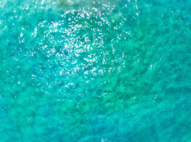 Üst manzara tropikal deniz sahili, dalgalar doku arka plan, yaz deniz dalgaları doğa arka plan