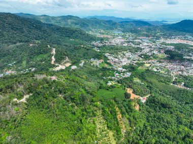 Hava manzaralı Tropikal Yağmur Ormanları Dağları