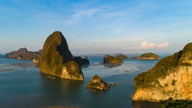 Aerial view Drone shot of Sametnangshe landscape view located in Phang-nga Thailand Beautiful sea Amazing landscape nature view clipart