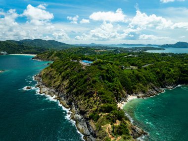 Tayland 'da yüksek seyahat mevsiminde güzel deniz manzarası, doğa gökyüzü deniz arka planı, yüksek açılı deniz manzarası doğa manzarası