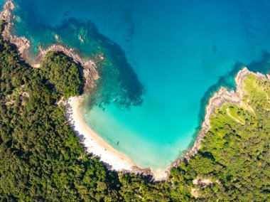En üst manzara Güzel sahil doğa denizi, Yazın arka planda inanılmaz manzara denizi