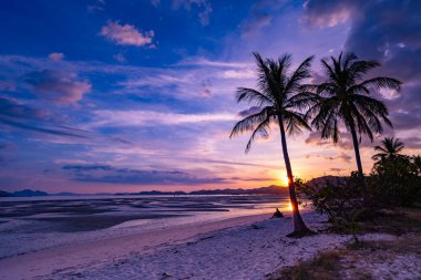 İnanılmaz gün batımı ya da gün doğumu gökyüzü manzarası, güzel doğa renkli arkaplan