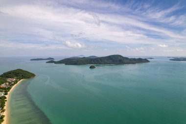 Yüksek açılı deniz manzaralı arka plan, Güzel Phuket Adası Tayland