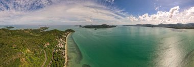 Yüksek açılı deniz manzaralı arka plan, Güzel Phuket Adası Tayland