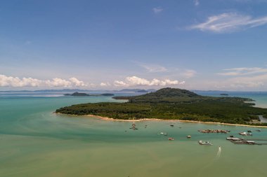 Yüksek açılı deniz manzaralı arka plan, Güzel Phuket Adası Tayland