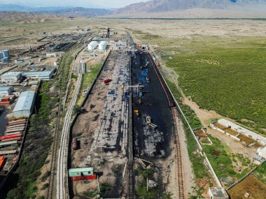 Kömür dağıtım tesisinin havadan görüntüsü