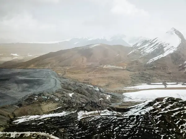 stock image Aerial view of the Kumtor gold mine in Kyrgyzstan, Issyk-Kul region