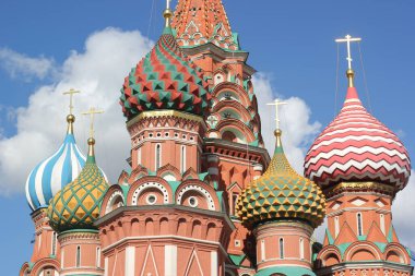 Moskova, Rusya - 8 Ağustos 2016: Saint Basil Katedrali Moskova 'nın Kızıl Meydanı' nda bir Ortodoks kilisesidir