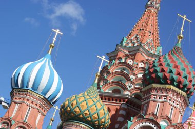 Moskova, Rusya - 8 Ağustos 2016: Saint Basil Katedrali Moskova 'nın Kızıl Meydanı' nda bir Ortodoks kilisesidir