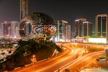 Dubai, Birleşik Arap Emirlikleri - 21 Haziran 2023: Dubai 'de Gelecek Müzesi Zamanı