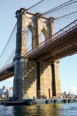 Brooklyn köprüsü ve Brooklyn bölgesi bir gün boyunca ufuk çizgisi