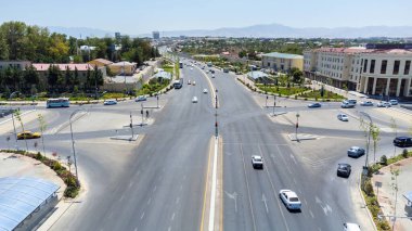 Özbekistan Semerkand şehrinin hava görüntüsü