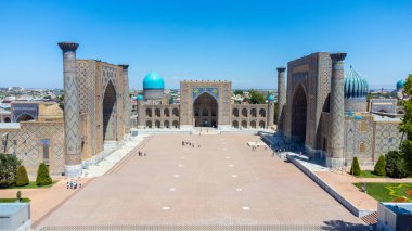 Aerial view of Registan Square in Samarkand Uzbekistan clipart