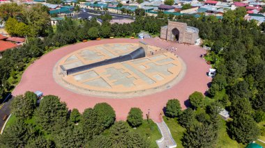 Samarkand, Uzbekistan - May 24, 2021: Aerial view of Observatory of Ulugbek in Samarkand Uzbekistan clipart