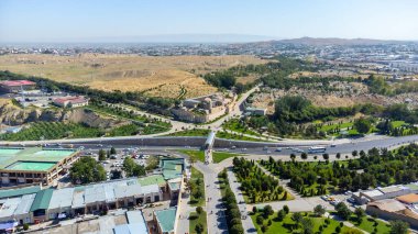 Semerkant Özbekistan 'daki Hazrat Khizr Camii' nin hava görüntüsü