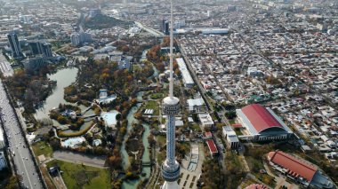 Aerial view of Television Tower in Tashkent city Uzbekistan clipart