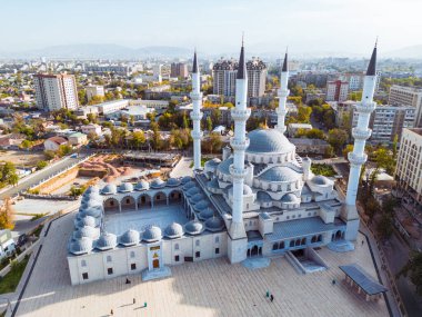 Aerial view of the Mosque named after Imam Sarakhsi in Bishkek city clipart