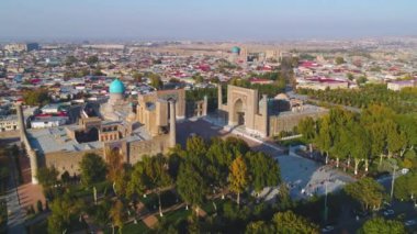 Semerkant Özbekistan 'daki Registan Meydanı' nın hava görüntüsü