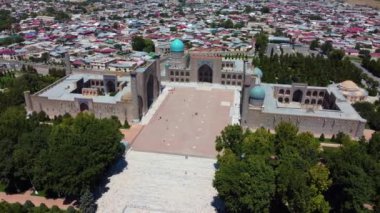 Semerkant Özbekistan 'daki Registan Meydanı' nın hava görüntüsü