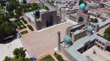 Semerkant Özbekistan 'daki Registan Meydanı' nın hava görüntüsü