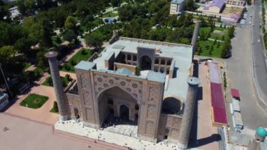 Semerkant Özbekistan 'daki Registan Meydanı' nın hava görüntüsü