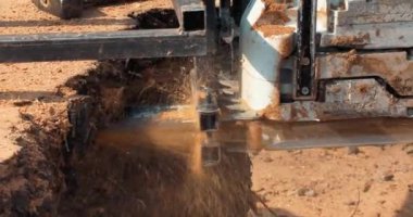 Tahta yapmak için ağaç gövdesini elektrikli testere ile kesen oduncu.