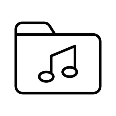 Music folder outline icon vector illustration