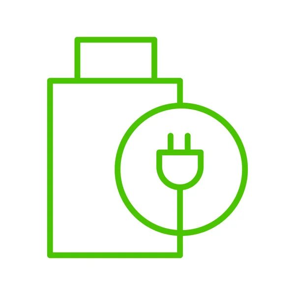 Eco-friendly battery charging outline vector illustration