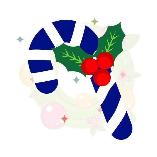 Dulces Azules Navidad Con Frutas Rojas Bayas Vector Ilustración — Archivo Imágenes Vectoriales