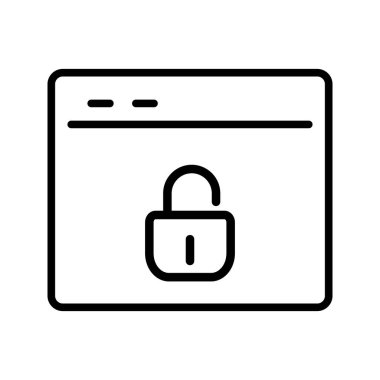 outline SEO website unlocked vector icon illustration