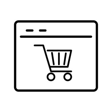 outline SEO website e-commerce shopping cart vector icon illustration