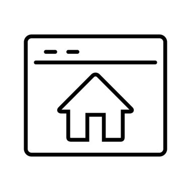 outline SEO website home page vector icon illustration